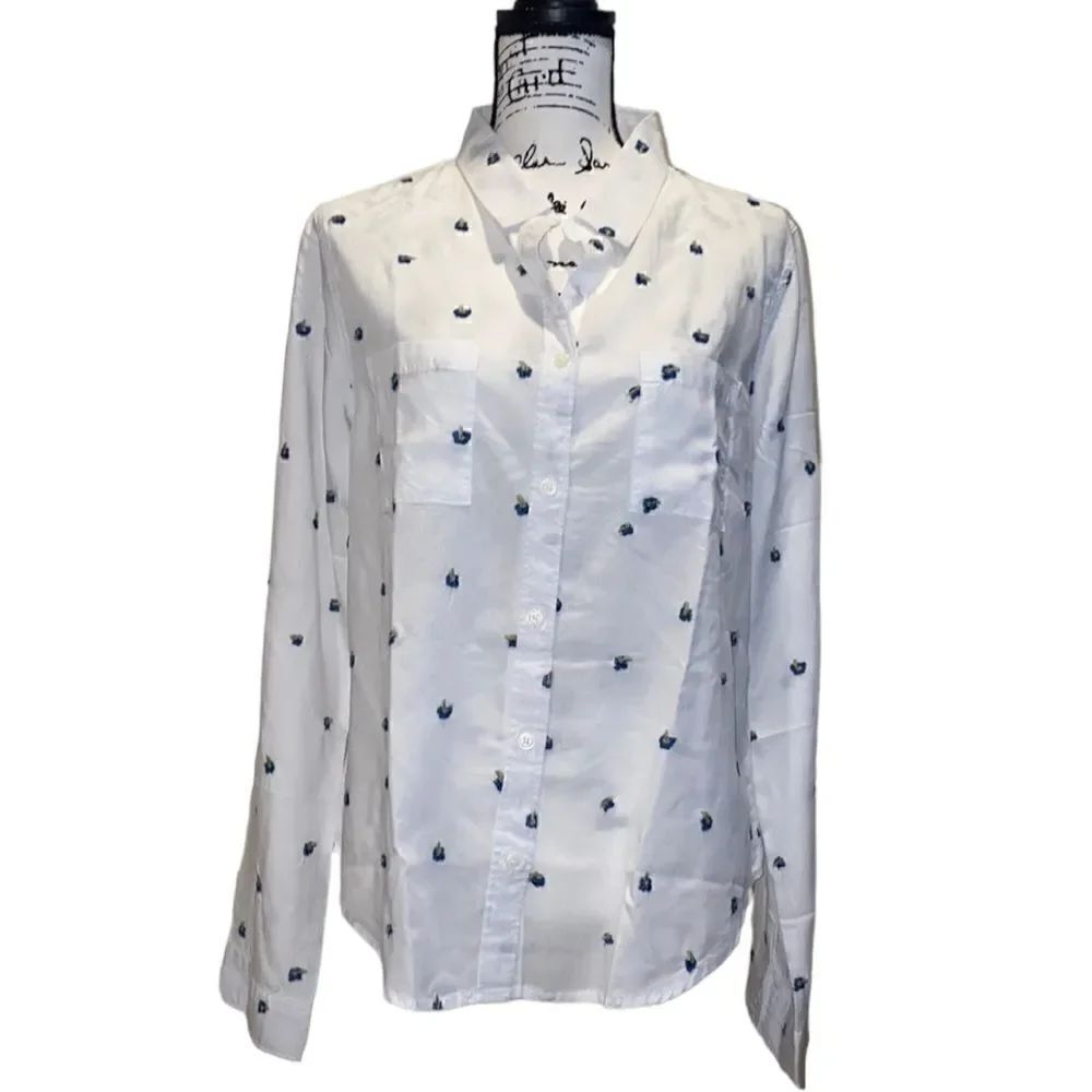 Mi Ami Women’s Careerwear Long Sleeve Embroidered Shirt Blouse Size Large NWT